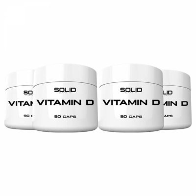 4 x SOLID Nutrition Vitamin D, 90 caps