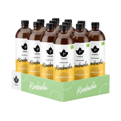 12 x Pureness Kombucha, 370 ml (Ingefær & Citron)