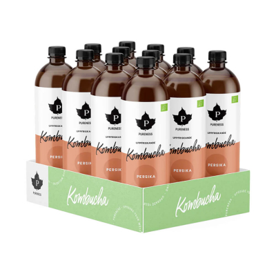 12 x Pureness Kombucha, 370 ml (Fersken)