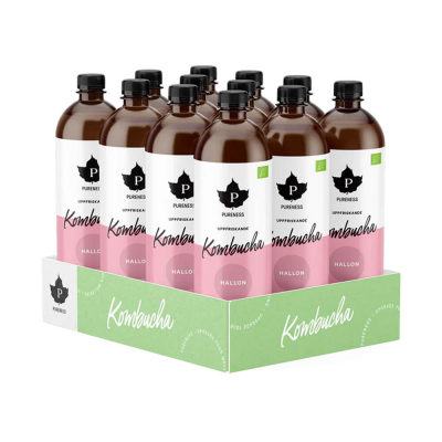 12 x Pureness Kombucha, 370 ml (Hindbær)