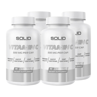 4 x SOLID Nutrition Vitamin C, 90 caps