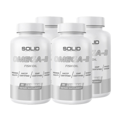 4 x SOLID Nutrition Omega-3, 90 caps
