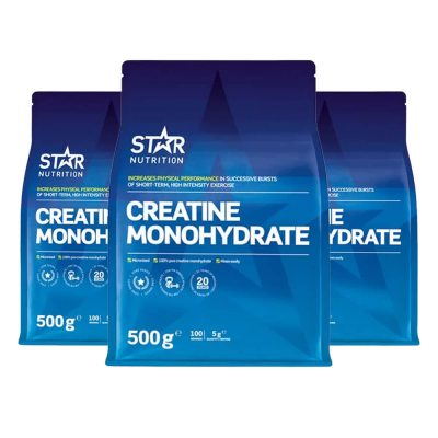 3 x Star Nutrition Creatine Monohydrate, 500 g