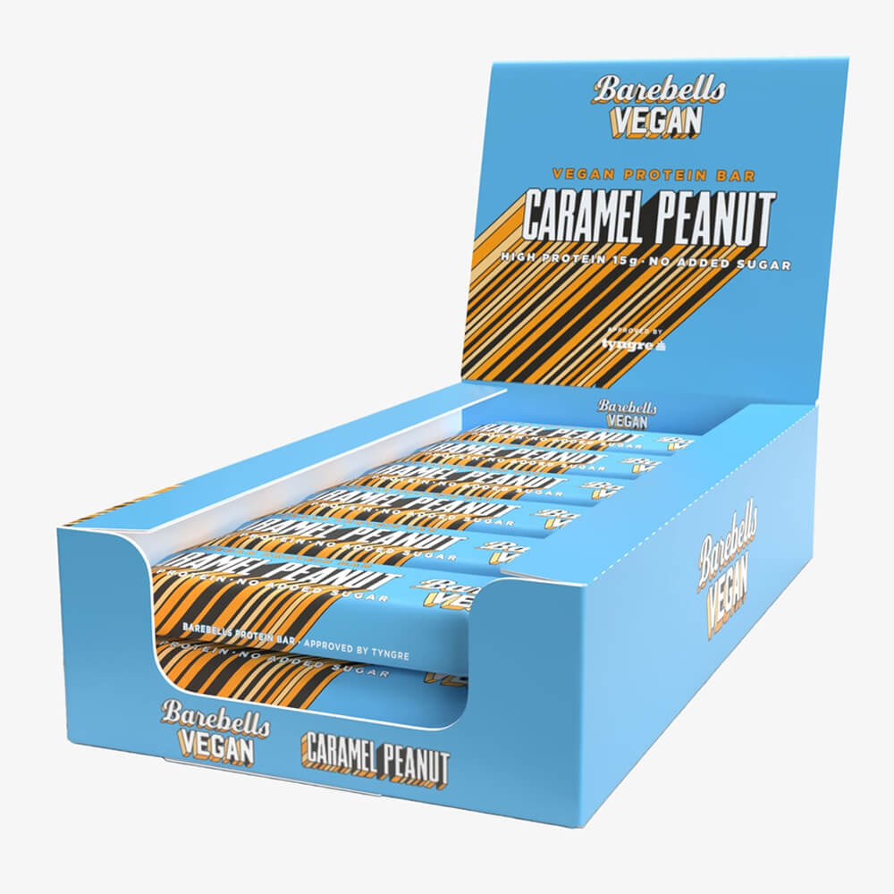 12 x Barebells Vegan Protein Bar, 55 g (Caramel Peanut) i gruppen Emne / Laktosefrie kosttilskud hos Tillskottsbolaget (BAREBELLS66744)