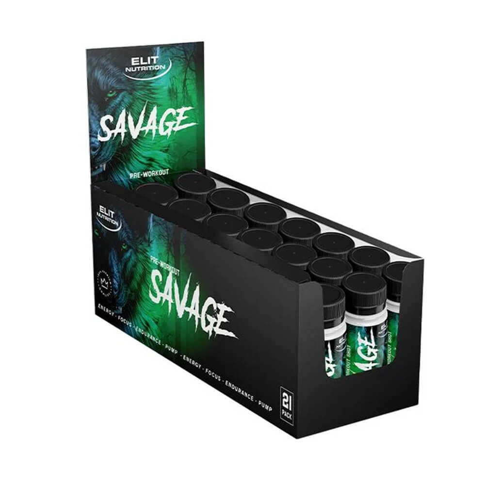 21 x Elit Nutrition Savage PWO Shot, 60 ml i gruppen Kosttilskud & Fødevarer / Præstationsforbedringer / Pre-Workout / PWO hos Tillskottsbolaget (ELIT65672)