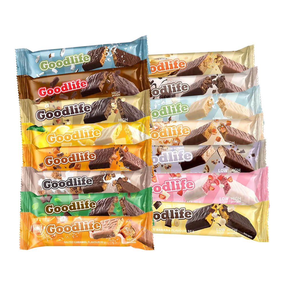 15 x Goodlife Proteinbar Mix, 50 g i gruppen Bars / Proteinbarer hos Tillskottsbolaget (GOODLIFE7568)