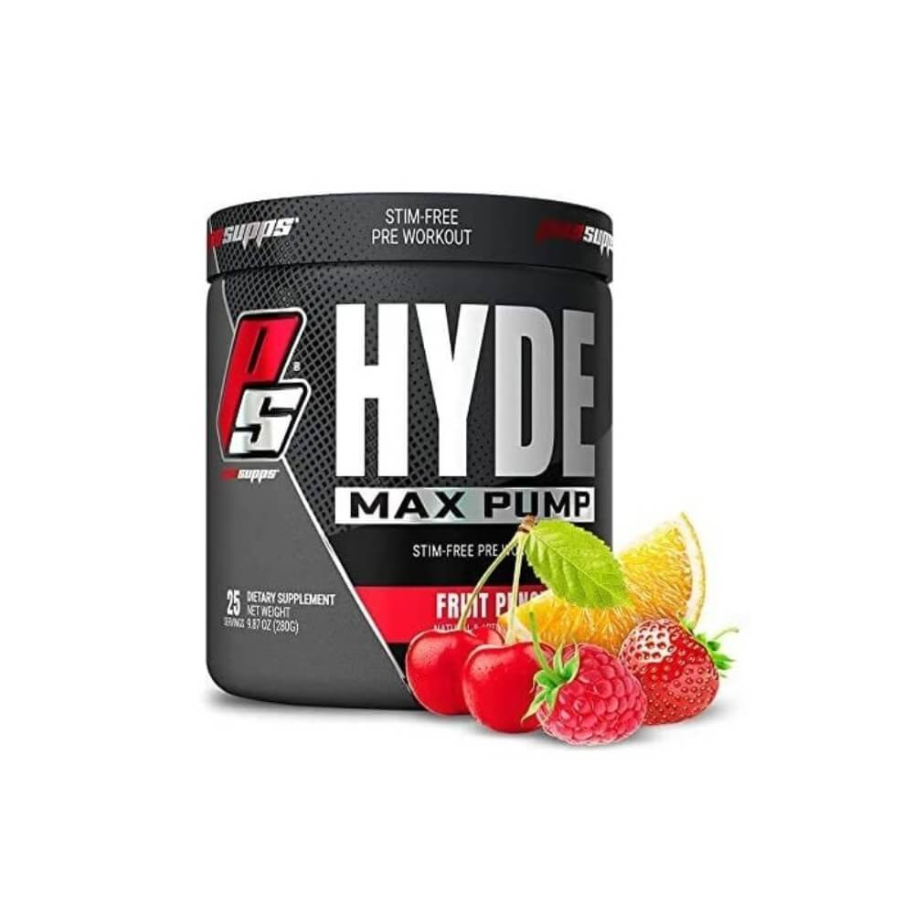 Pro Supps Hyde Max Pump, 25 serv. (Fruit Punch) i gruppen Kosttilskud & Fødevarer / Præstationsforbedringer / Stimfri PWO hos Tillskottsbolaget (PROSUPPS6786-3)