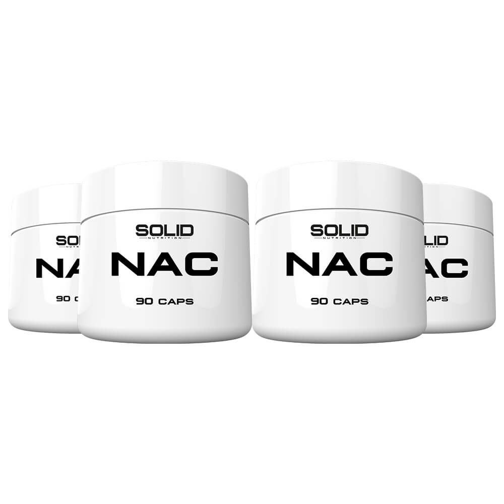 4 x SOLID Nutrition NAC, 90 caps i gruppen Kosttilskud & Fødevarer / Aminosyrer / NAC hos Tillskottsbolaget (SOLID5653)