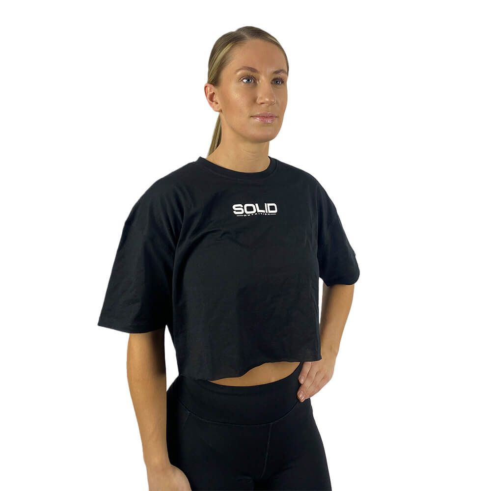 SOLID Nutrition Cropped Tee, black/white i gruppen Træningstilbehør / Træningstøj hos Tillskottsbolaget (SOLID78453)