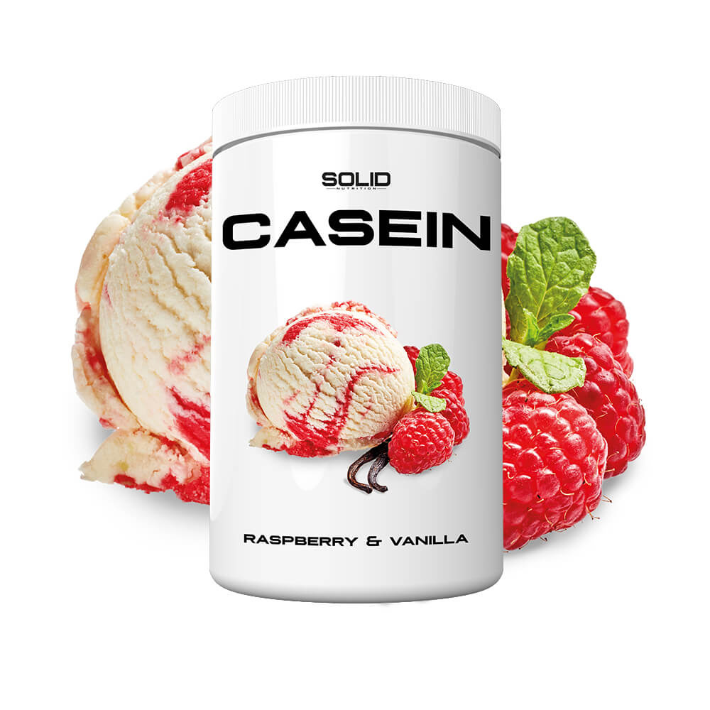 SOLID Nutrition Casein, 750 g (Raspberry & Vanilla) i gruppen Kosttilskud & Fødevarer / Proteinpulver / Kaseinprotein hos Tillskottsbolaget (SOLIDCASEIN1-10)