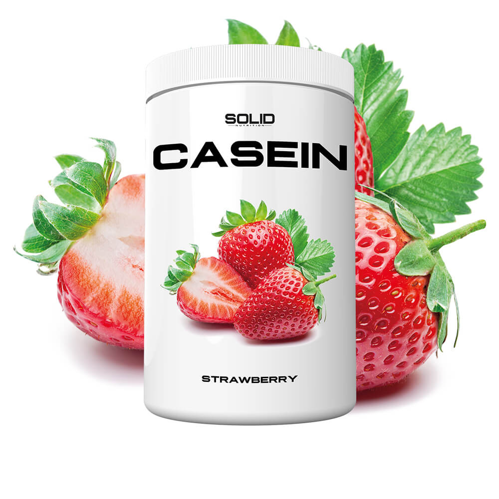 SOLID Nutrition Casein, 750 g (Strawberry) i gruppen Kosttilskud & Fødevarer / Proteinpulver / Kaseinprotein hos Tillskottsbolaget (SOLIDCASEIN1-5)