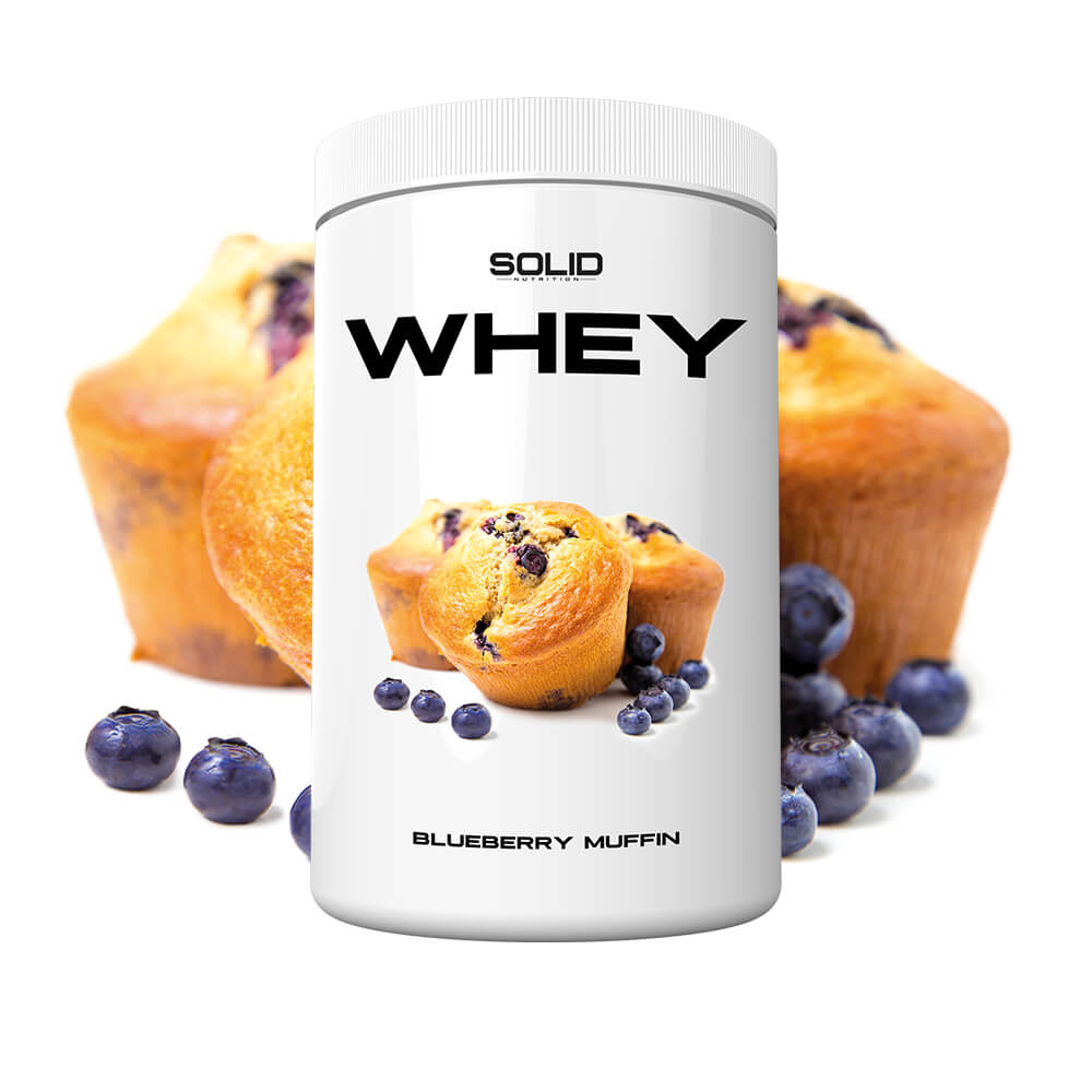 SOLID Nutrition Whey, 750 g (Blueberry Muffin) i gruppen Kosttilskud & Fødevarer / Proteinpulver / Valleprotein / Whey protein hos Tillskottsbolaget (SOLIDWHEY-13)