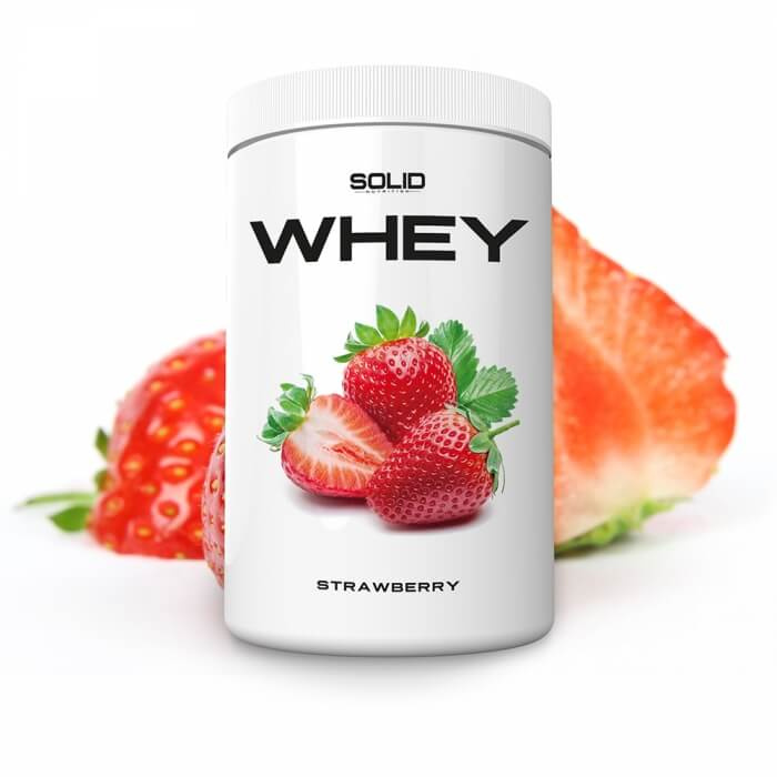 SOLID Nutrition Whey, 750 g (Strawberry) i gruppen Kosttilskud & Fødevarer / Proteinpulver / Valleprotein / Whey protein hos Tillskottsbolaget (SOLIDWHEY-7)