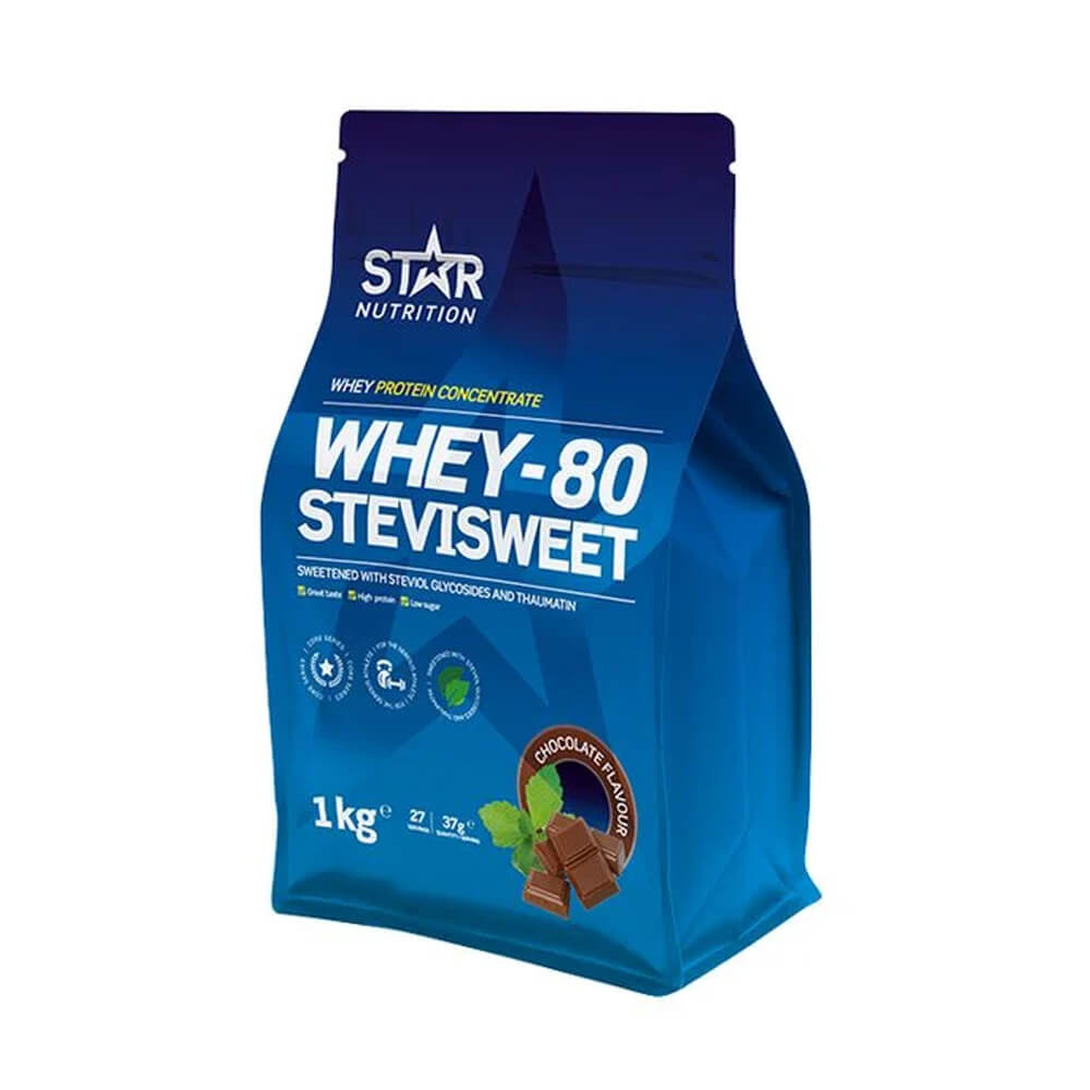 Star Nutrition Whey-80 SteviSweet, 1 kg i gruppen Kosttilskud & Fdevarer / Proteinpulver / Valleprotein / Whey protein hos Tillskottsbolaget (STAR87894)